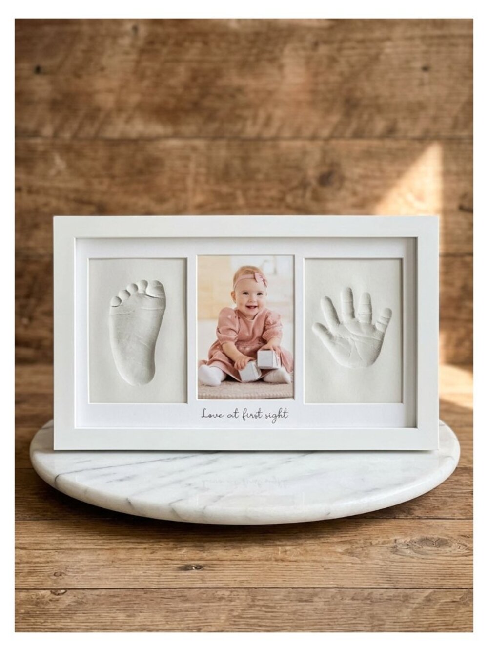 Baby Hand & Footprint Keepsake Kit Clay Wood Frame Newborn Gift